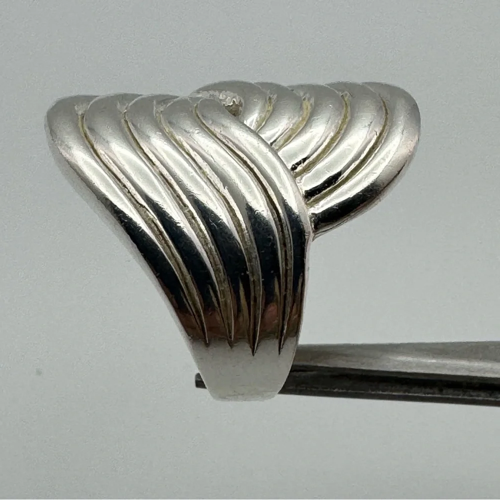 Sterling Silver Sculptural Swirl Statement Ring | Modern Wide Band Size 6.5